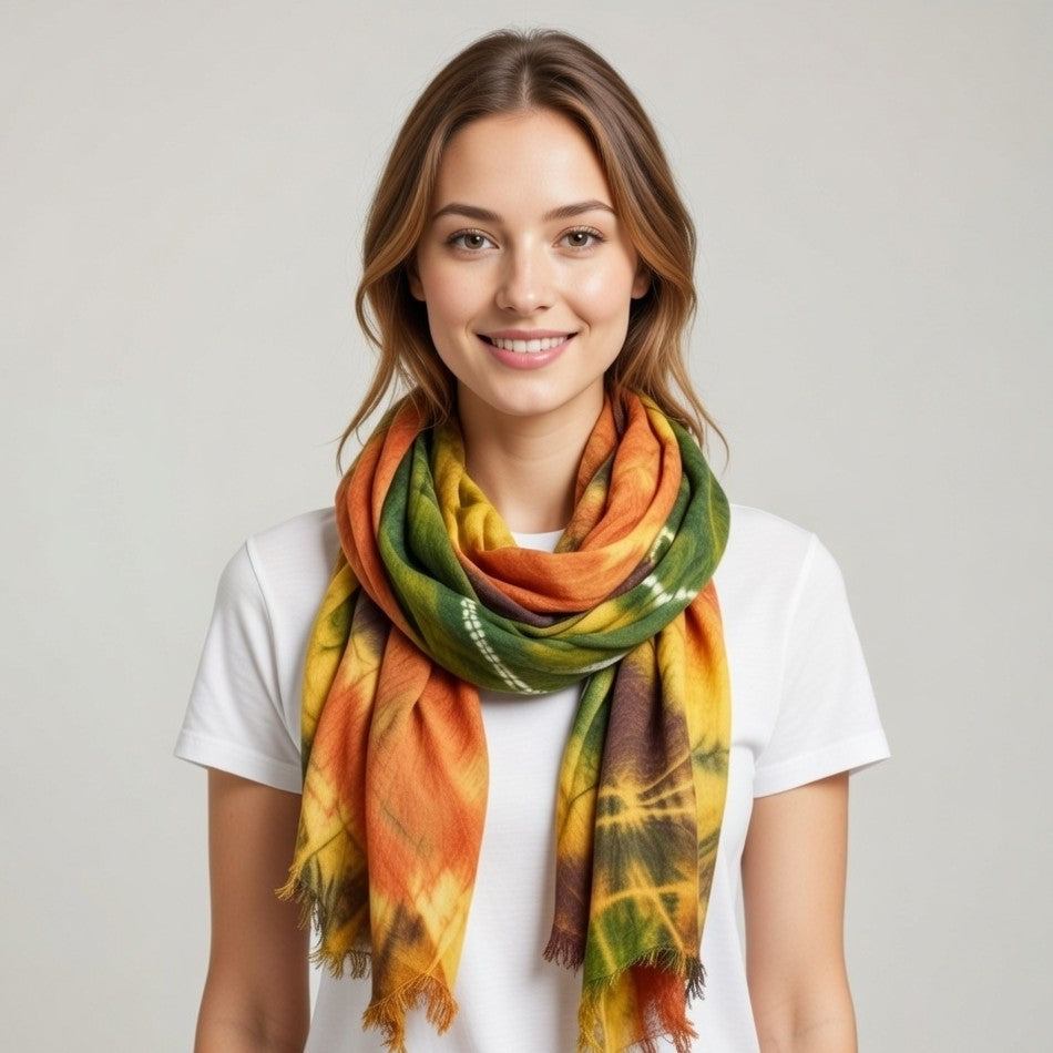 Earth-tone Brown Petalmark Scarf